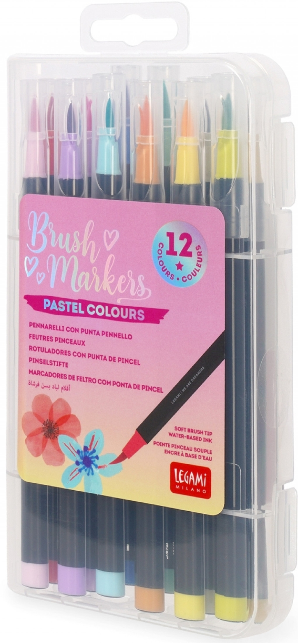 Legami Súprava fixiek Legami Set Of 12 Brush Markers - Brush Markers - Pastel Colours