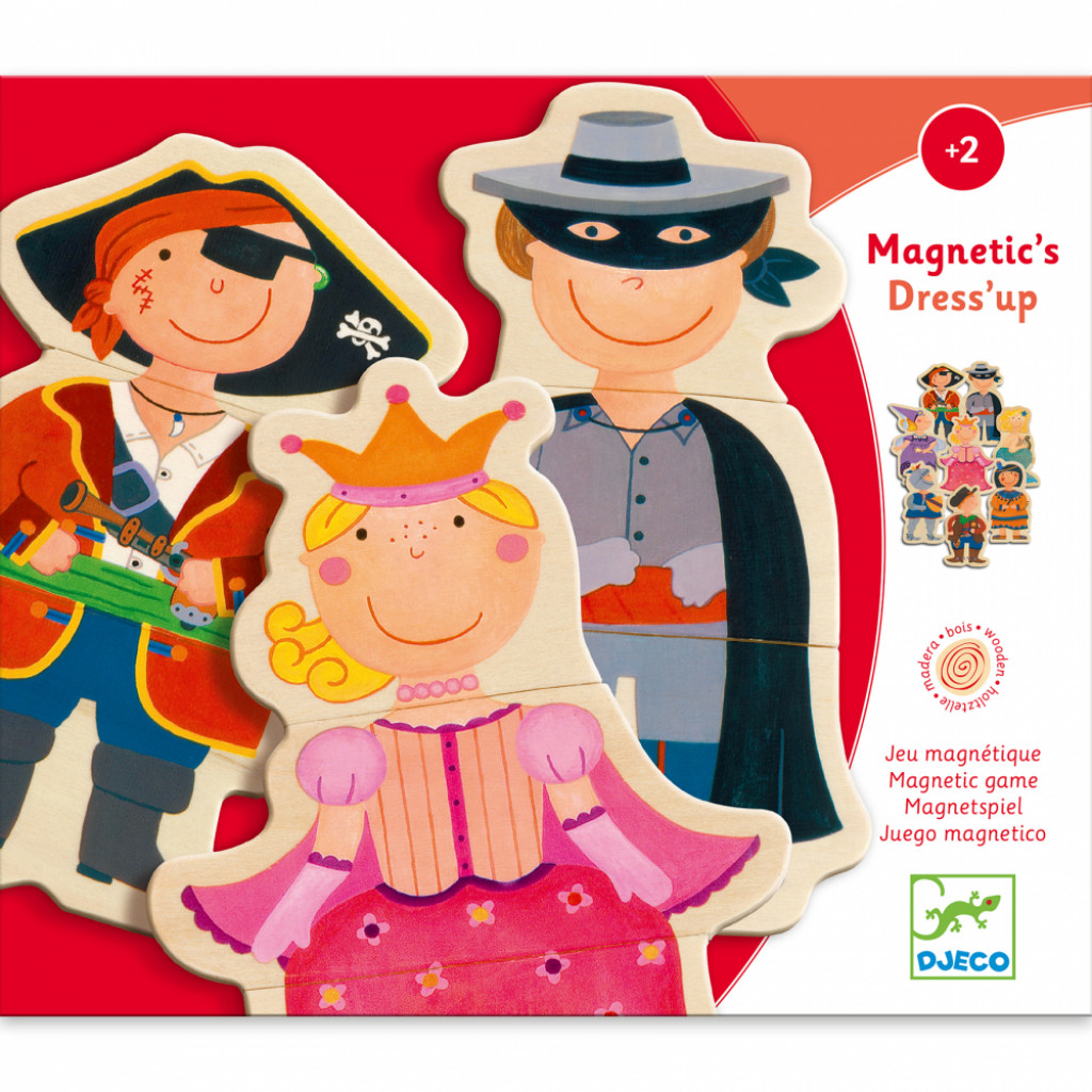 DJECO Dress'up: Drevené puzzle magnetky