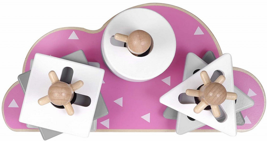 KINDSGUT KINDSGUT Dřevěné stohovací puzzle obláček růžová (CP00012017)