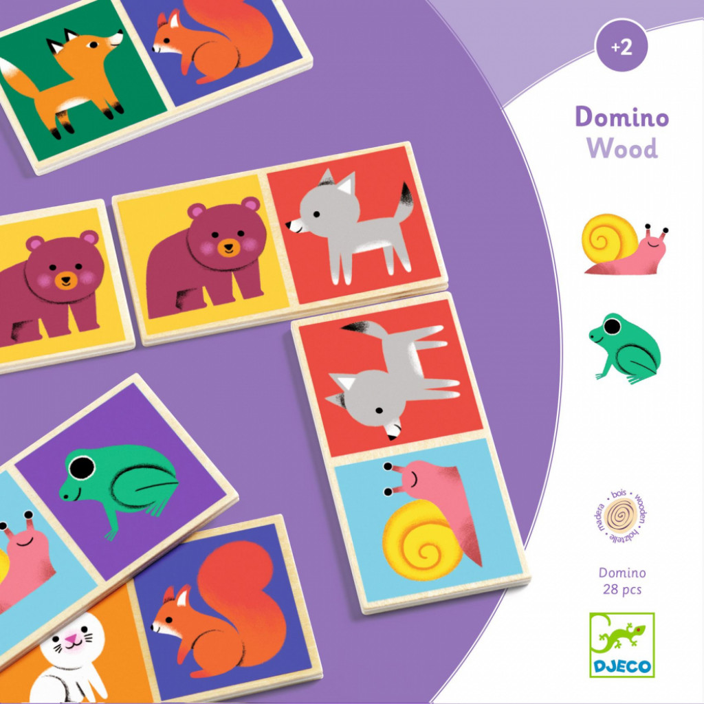 DJECO Drevené Domino: obrázky a počty