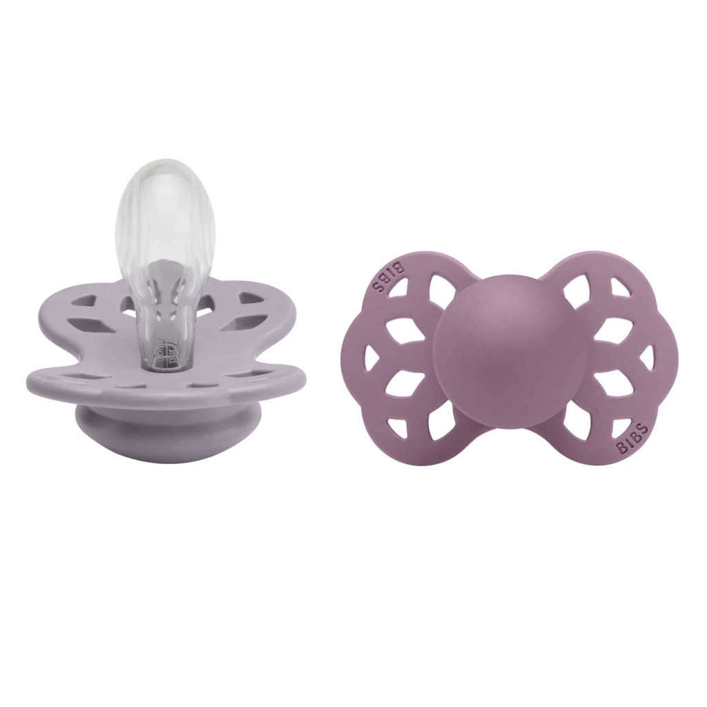 BIBS BIBS Infinity symetrické cumlíky zo silikónu 2ks - veľkosť 2 (Fossil Grey / Mauve)
