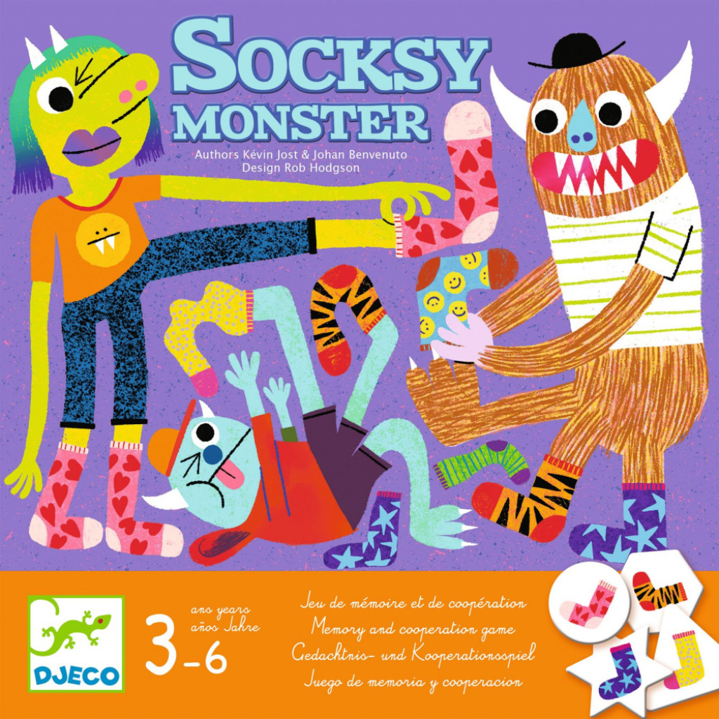 DJECO Ponožkové príšerky (Socksy Monster): stolová hra, kooperatívna pamäťová