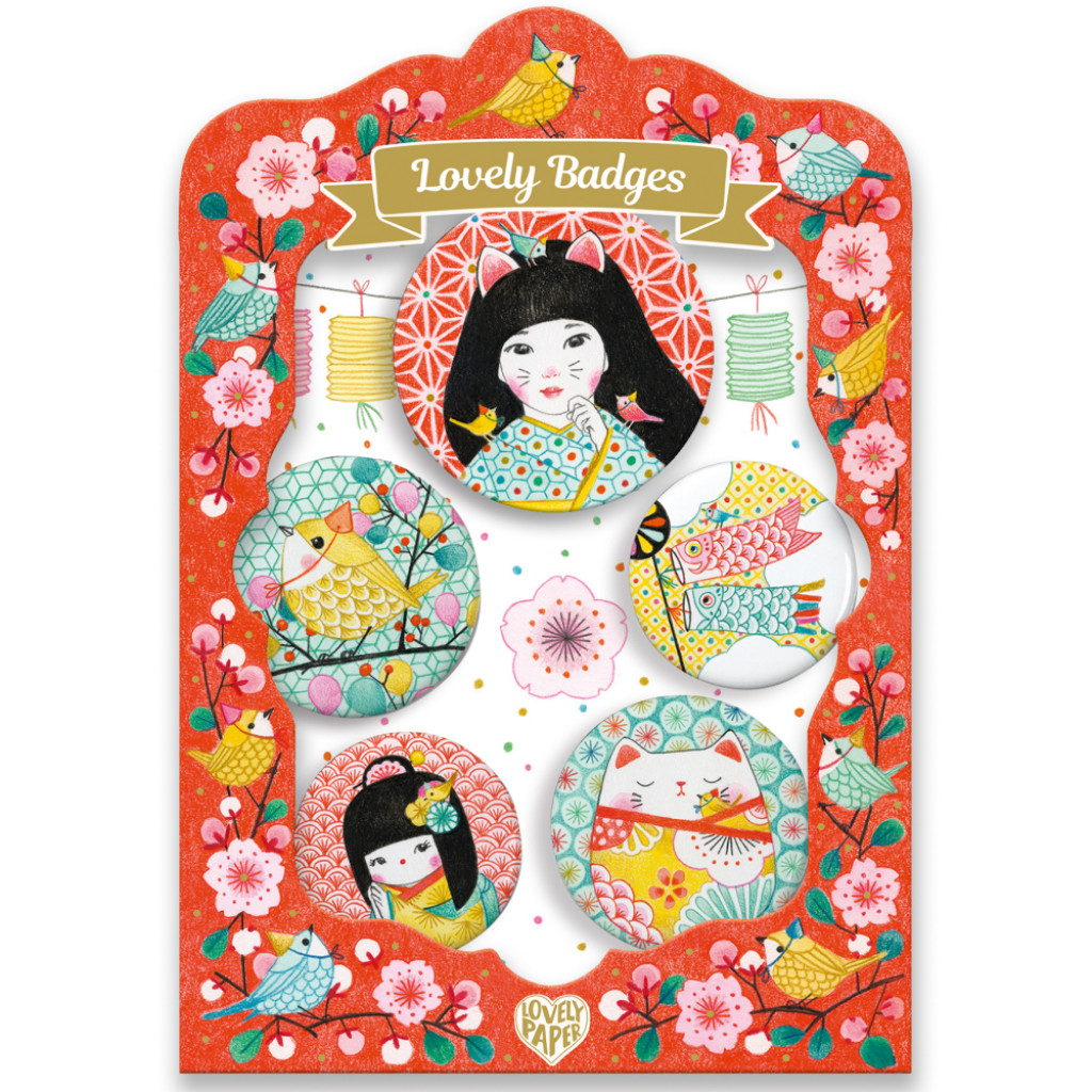 DJECO Japonsko: sada 5 odznakov, kolekcia Lovely Badges