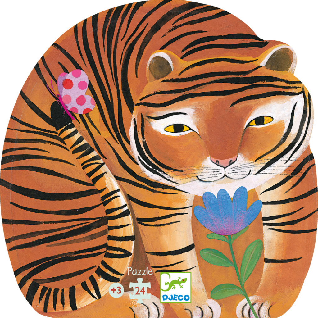 DJECO Siluetové puzzle: Tiger na prechádzke