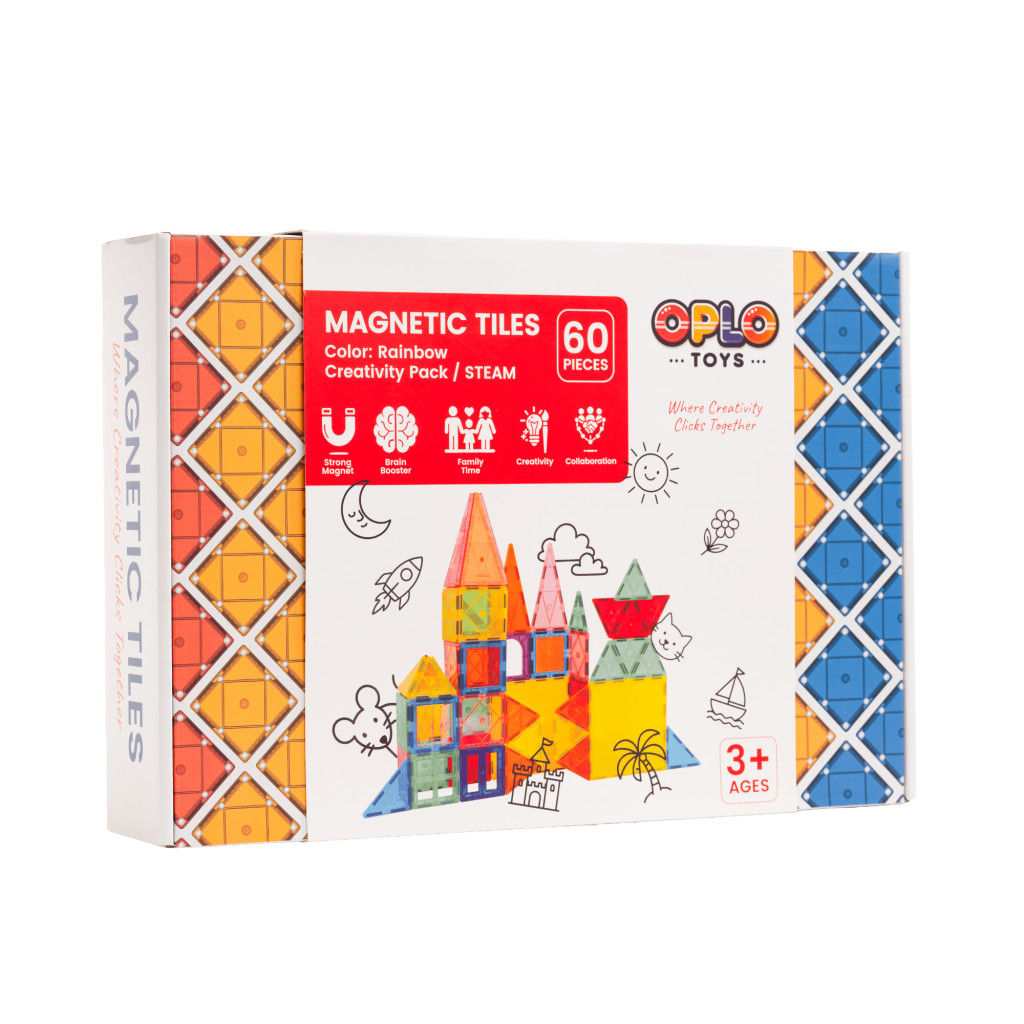 Oplo Toys Magnetická stavebnice - Rainbow 60 KS 