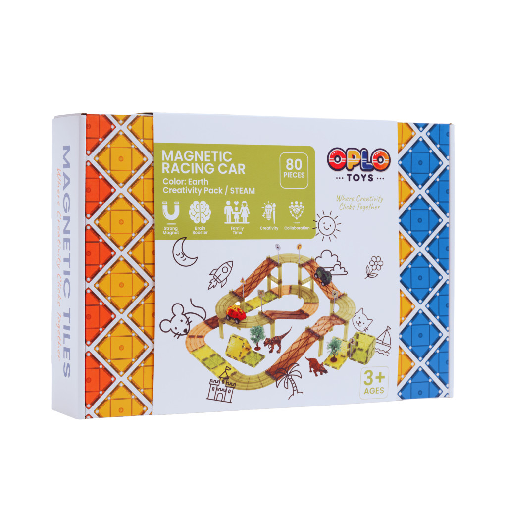 Oplo Toys Magnetická závodní dráha - DINO 80 KS 