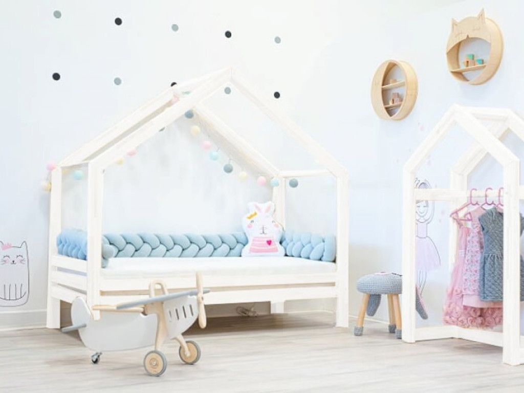Elis design Domčeková posteľ dominant s voliteľnou zábranou premium biela rozměr lůžka: 70 x 140 cm, šuplík, nožičky: bez nožičiek, Zábrany: žiadna