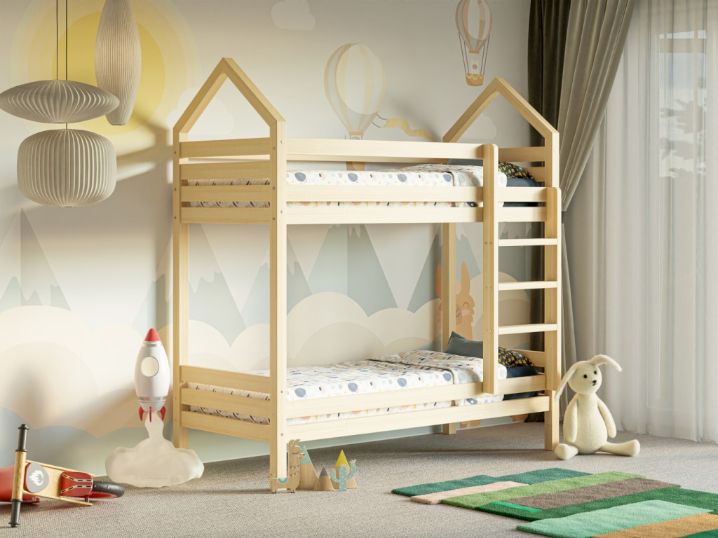 Elis design Domčeková posteľ poschodová s voliteľnou spodnou zábranou Premium rozměr lůžka: 70 x 140 cm, Zábrany: Přední