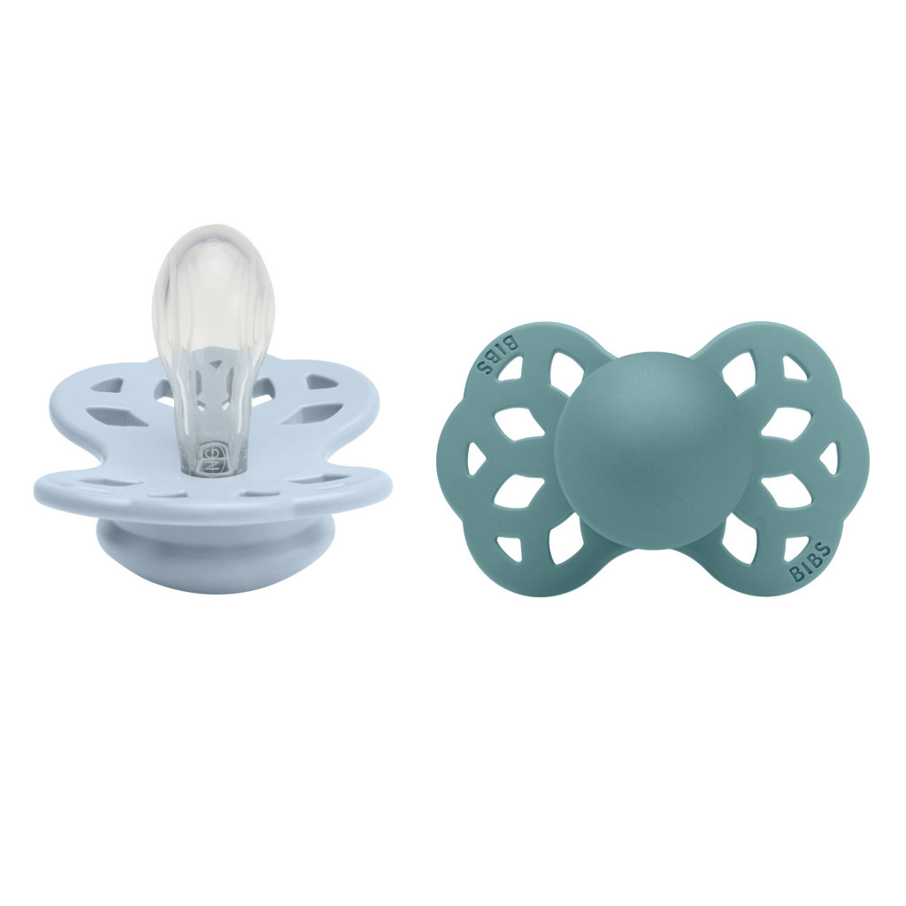 BIBS BIBS Infinity symetrické cumlíky zo silikónu 2ks - veľkosť 1 (Baby Blue / Island Sea)