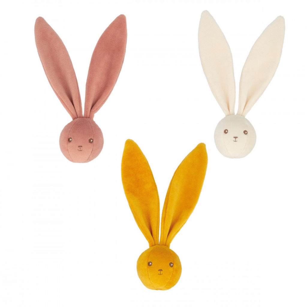 Kaloo Kaloo Lapinoo Jemná hrkálka v tvare loptičky s uväzovacími ušami (DISPLAY 9 PCS)