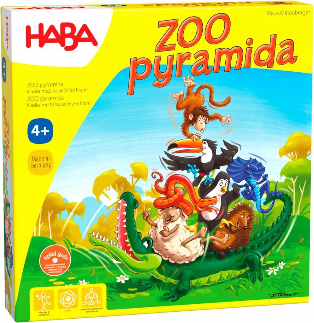 Haba Spoločenská hra pre deti na rozvoj motoriky ZOO pyramida od 4 rokov SK CZ verzia