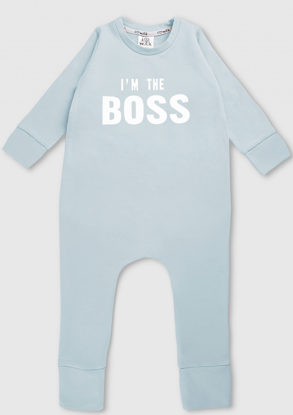 I love milk Overal I'm the boss světle modrý