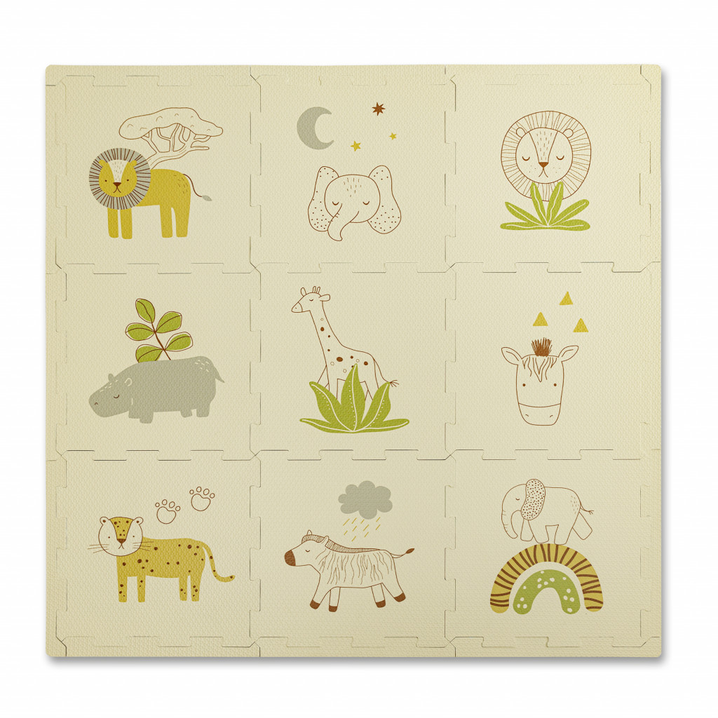 Hakuna Matte Hrací podložka Puzzle Safari Zvířátka 0.9 x 0.9 m