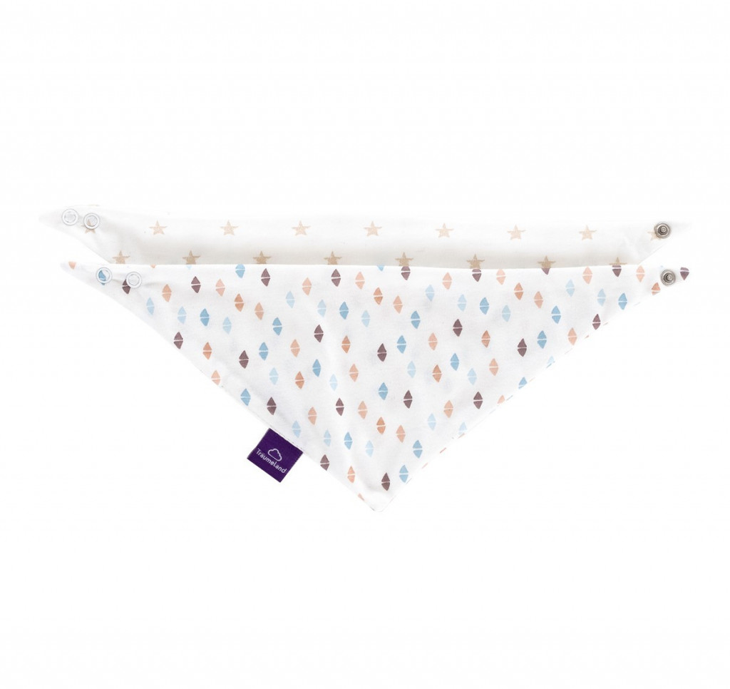 TRÄUMELAND Bandana Bib 2 ks Dreiecke bunt & Sternchen Beige