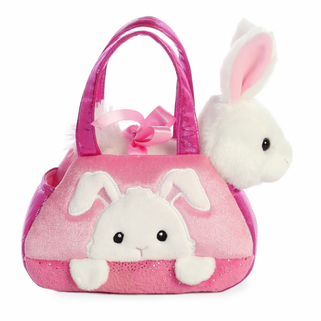 Aurora Plyšová kabelka ružová so zajačikom - Fancy Pals (20,5 cm)