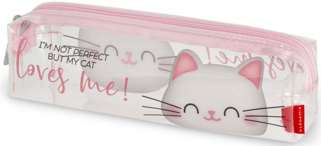 Legami Průhledný penál Legami Transparent Pencil Case - Kitty