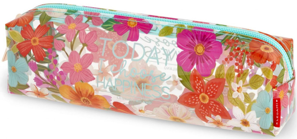 Legami Průhledný penál Legami Transparent Pencil Case - Flowers