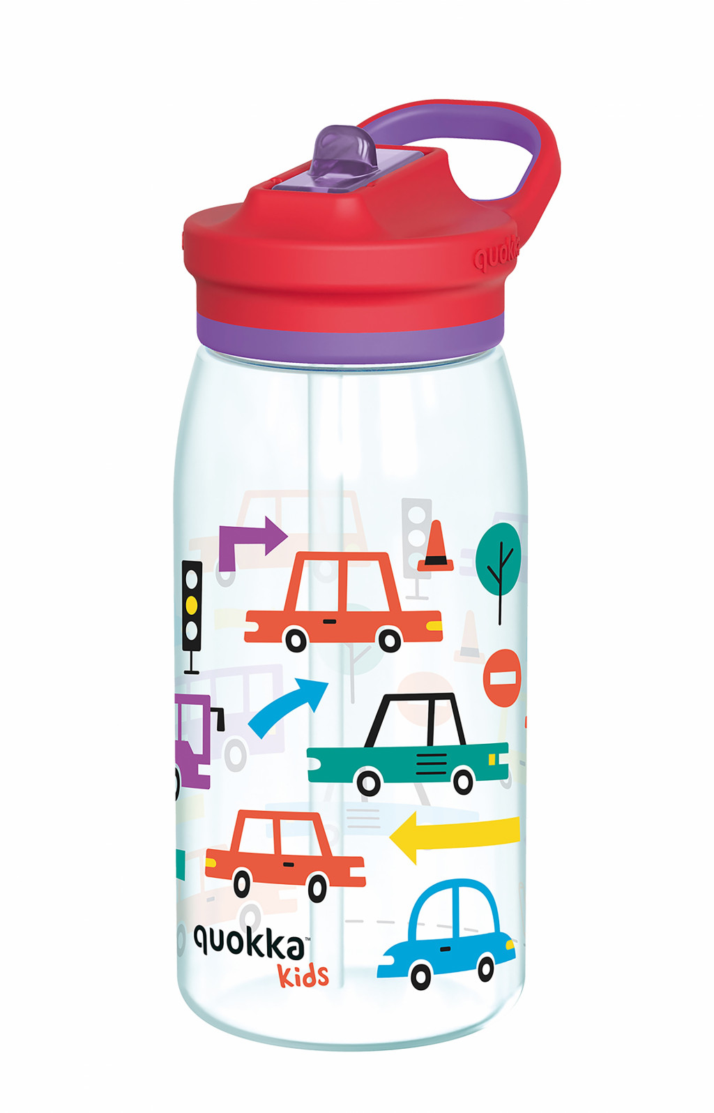 Quokka Plastová láhev s pítkem Glow Kids Cars 580 ml