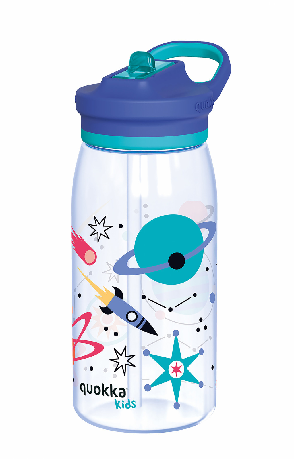 Quokka Plastová láhev s pítkem Glow Kids Space 580 ml
