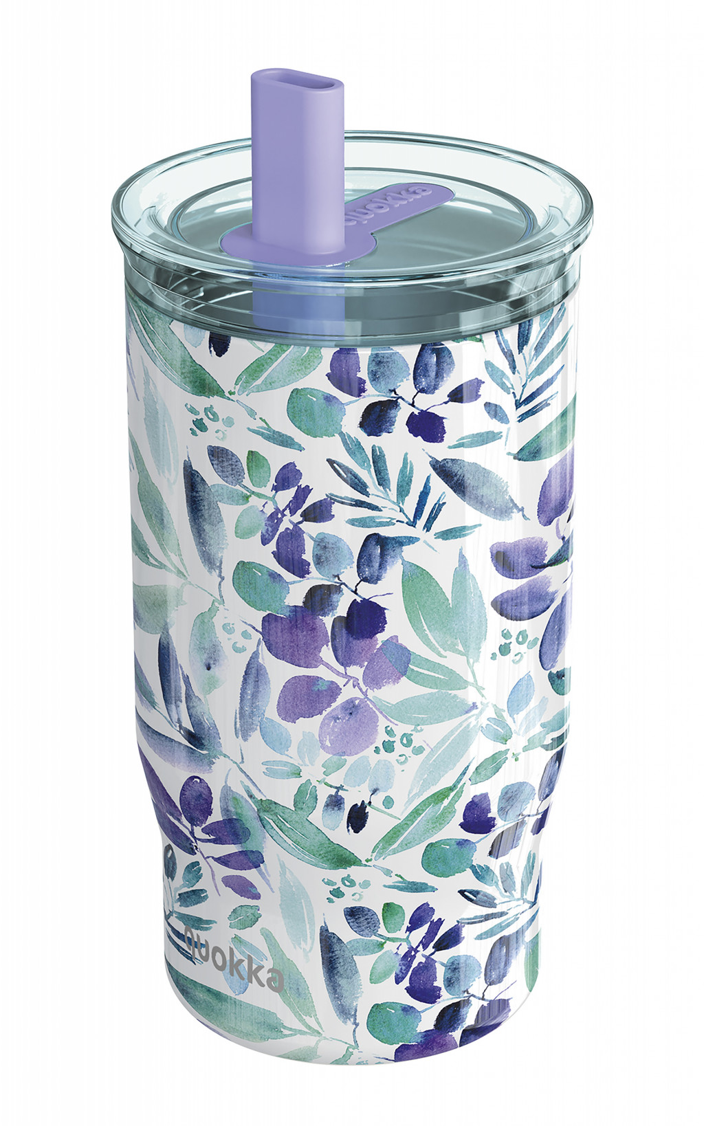Quokka Nerezový termohrnek s brčkem Mist Violet Blooms 720 ml