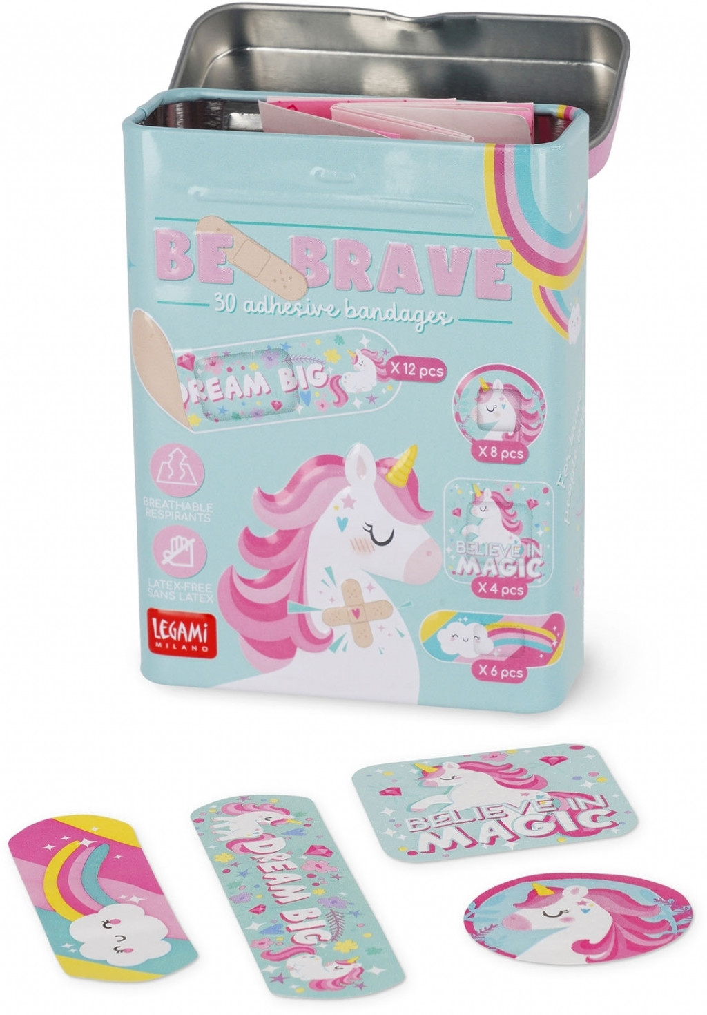 Legami Set náplastí Legami Be Brave - 30 Printed Adhesive Bandages - Unicorn