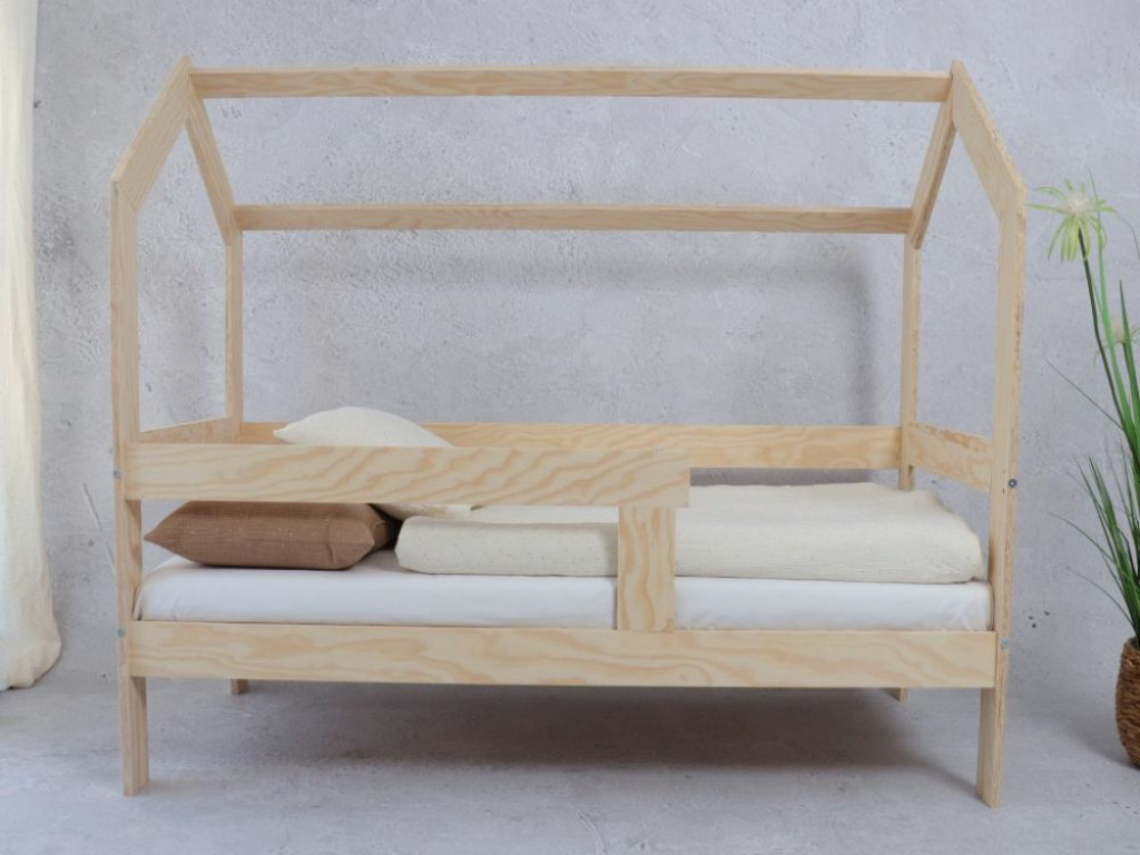 Elis design Posteľ domček Basic so zábradlím - na nožičkách rozmer lôžka: 100 x 180 cm, šuplík, nožičky: s nožičkami 10 cm