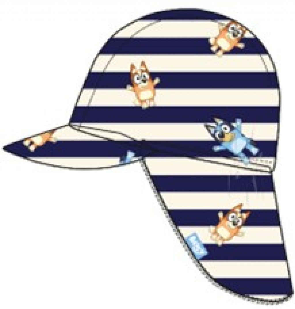 Swim Essentials Plavkový klobouk proužkový s ochranou krku s UPF 50+ Bluey