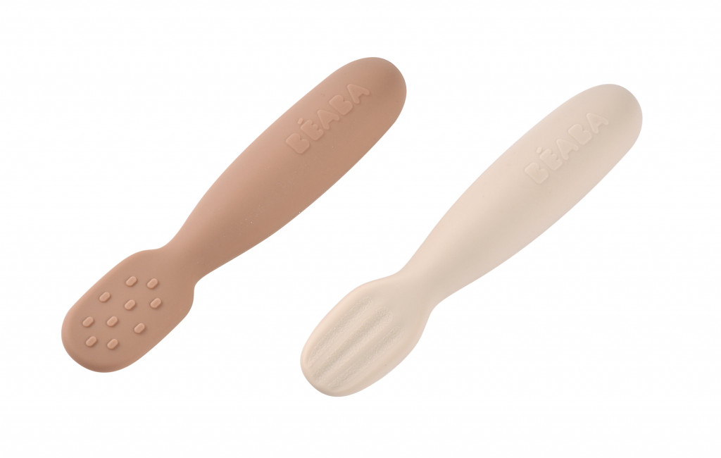 Beaba První trénovací lžičky silikonové 2 ks Praline / Clay