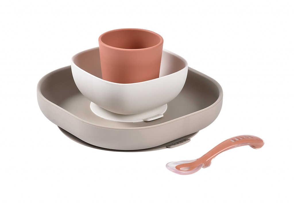 Beaba Jídelní sada silikonová 4-dílná Terracotta