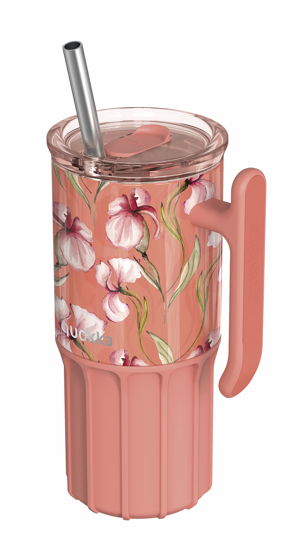 Quokka Nerezový termohrnek s brčkem Umi Floral Coral 720 ml