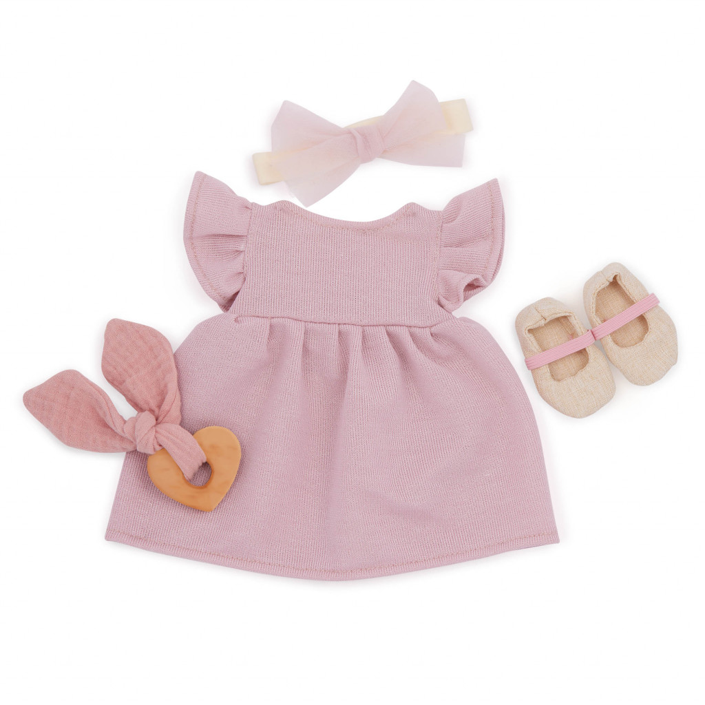 LullaBaby Šaty pro panenku růžové s doplňky