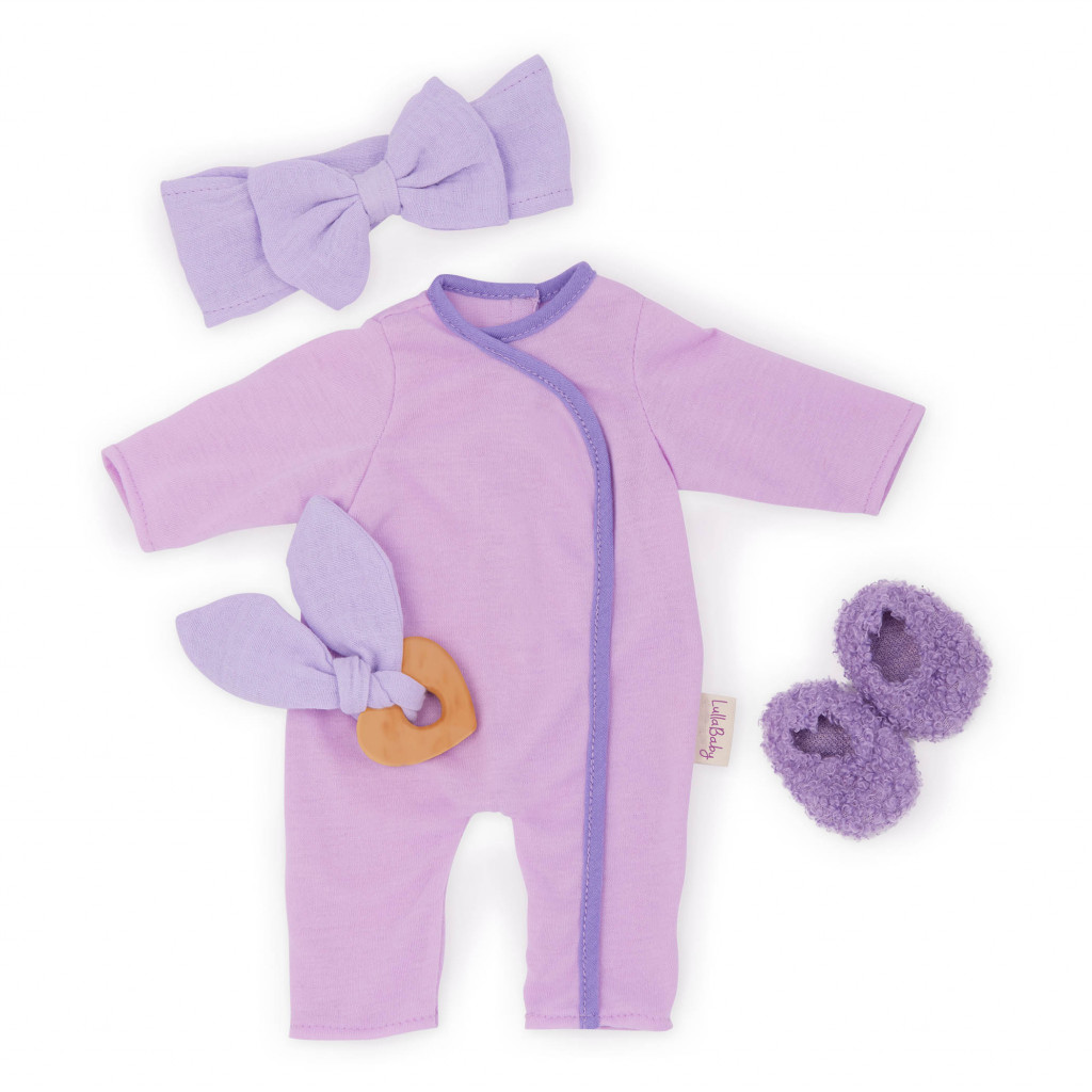 LullaBaby Dupačky pro panenku fialové s doplňky