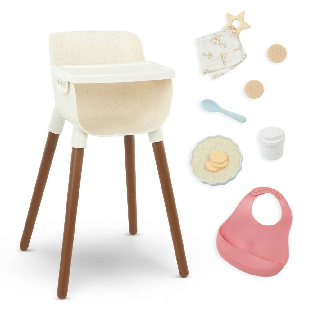 LullaBaby Židlička jídelní pro panenky s doplňky