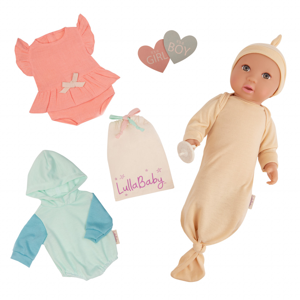 LullaBaby Panenka 35 cm s překvapením Gender Reveal