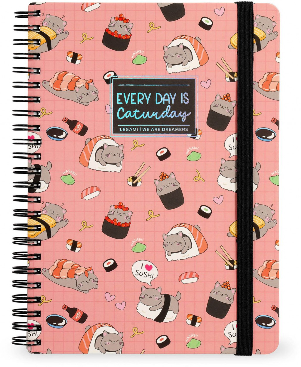 Legami Zápisník Legami Lined Spiral-Bound Notepad - Spiral Notebook - Maxi - Sushi Cat