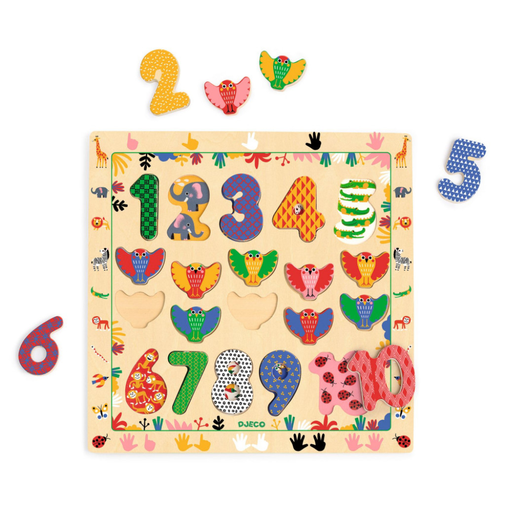 DJECO Puzzle 1 - 10: edukačné puzzle s číslami a zvieratkami