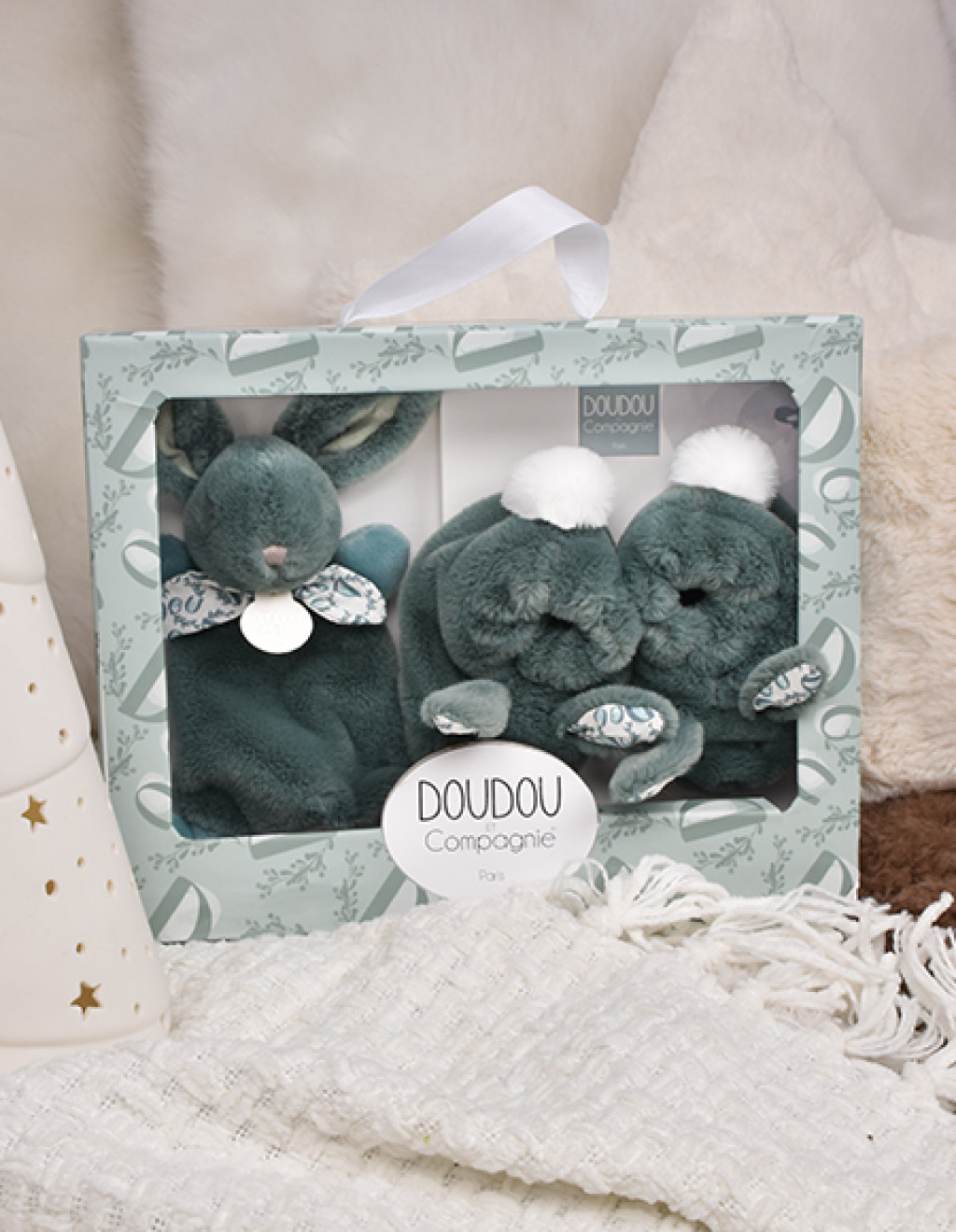 DouDou ET Compagnie DouDou et compagnie Dárková krabička zajíček 15cm - Šalvěj