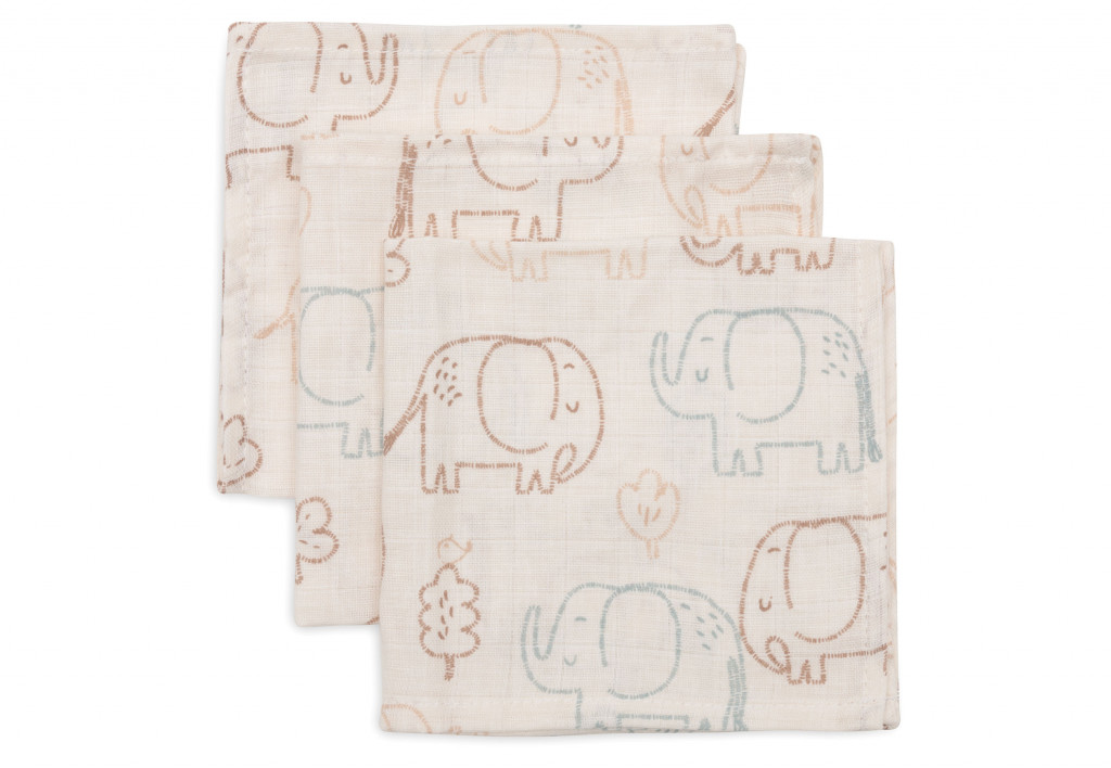 Jollein Ubrousky mušelínové 3 ks 31x31cm Elephant Tales