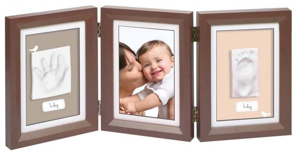Baby Art Dřevěný rámeček pro otisk My Baby Touch Double Brown