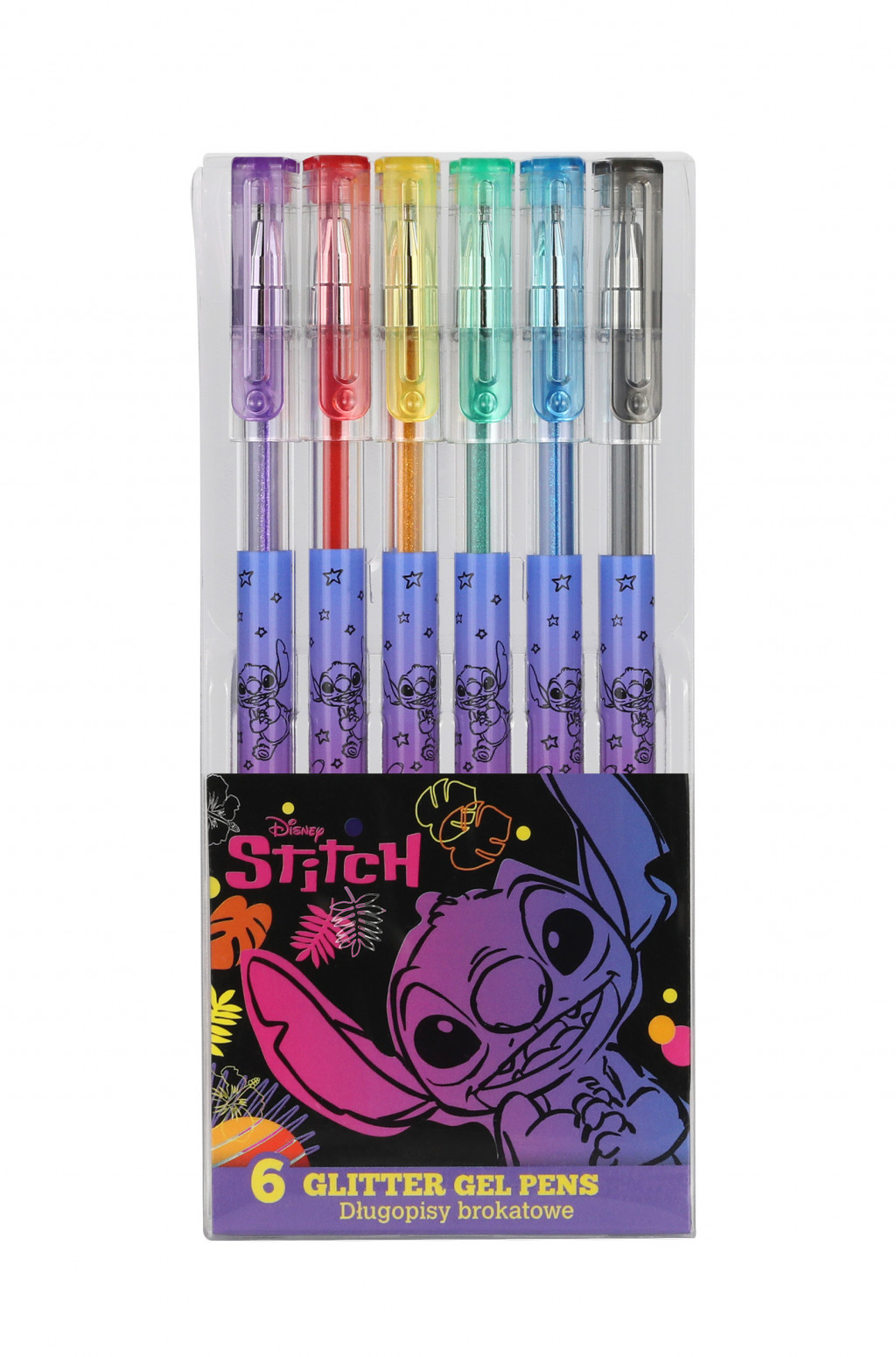 Coolpack Gelová pera se třpytkami Stitch Black 6 ks