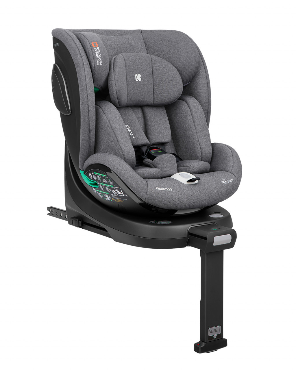 KikkaBoo Autosedačka 40-150 cm i-Twist i-SIZE Light Grey