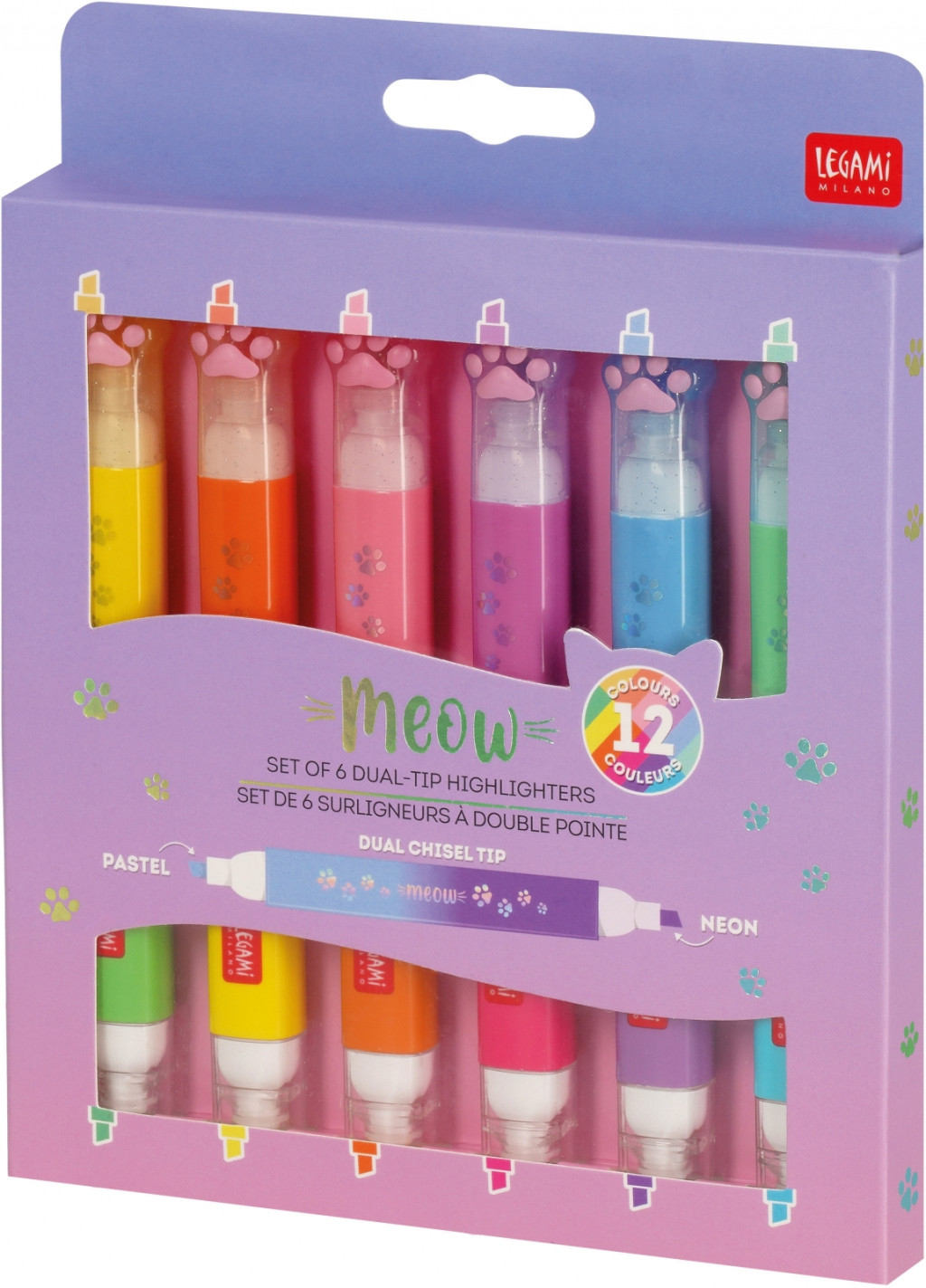 Legami Sada 6 obojstranných zvýrazňovačov Legami Meow - Kitty