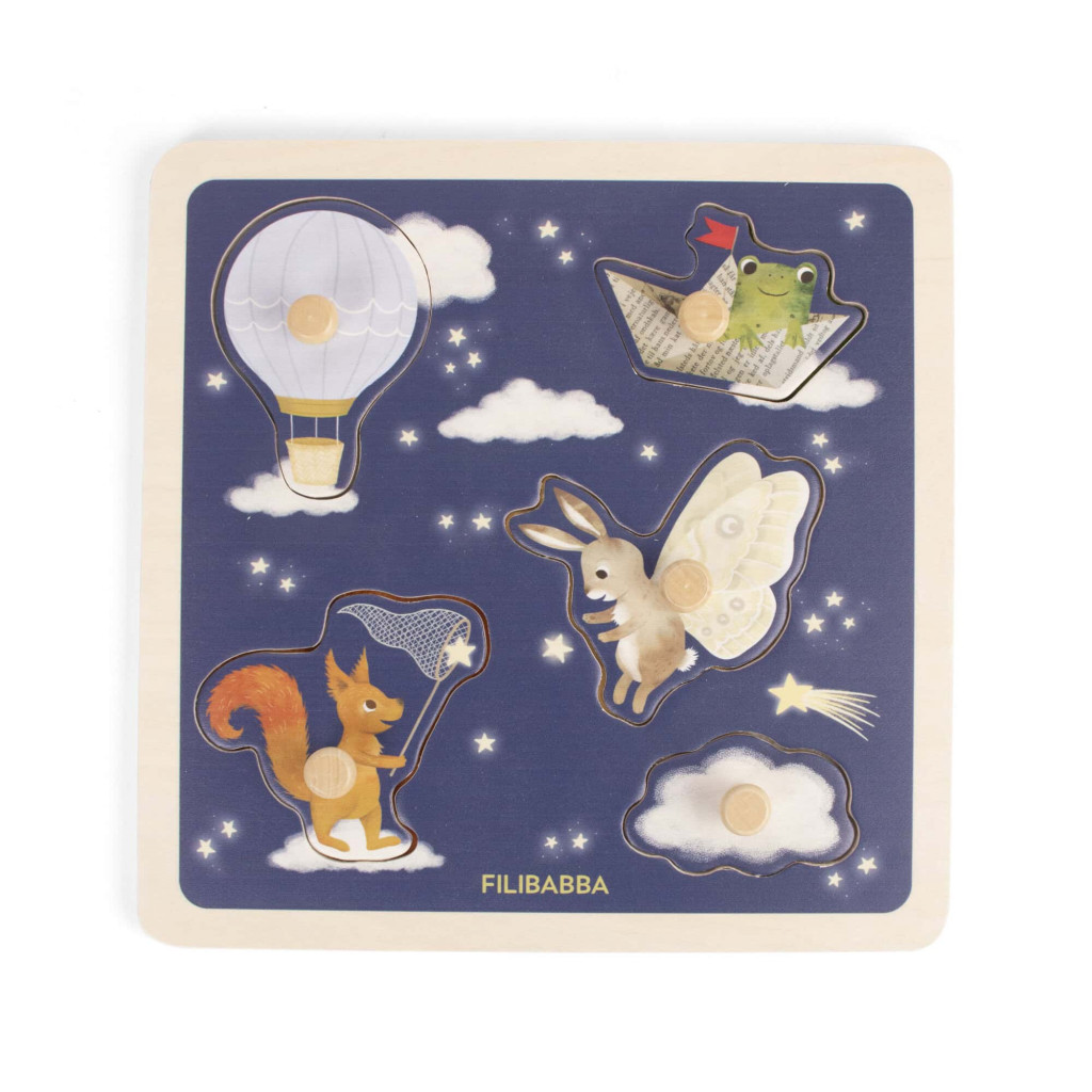 Filibabba Drevené senzorické puzzle - little adventurers
