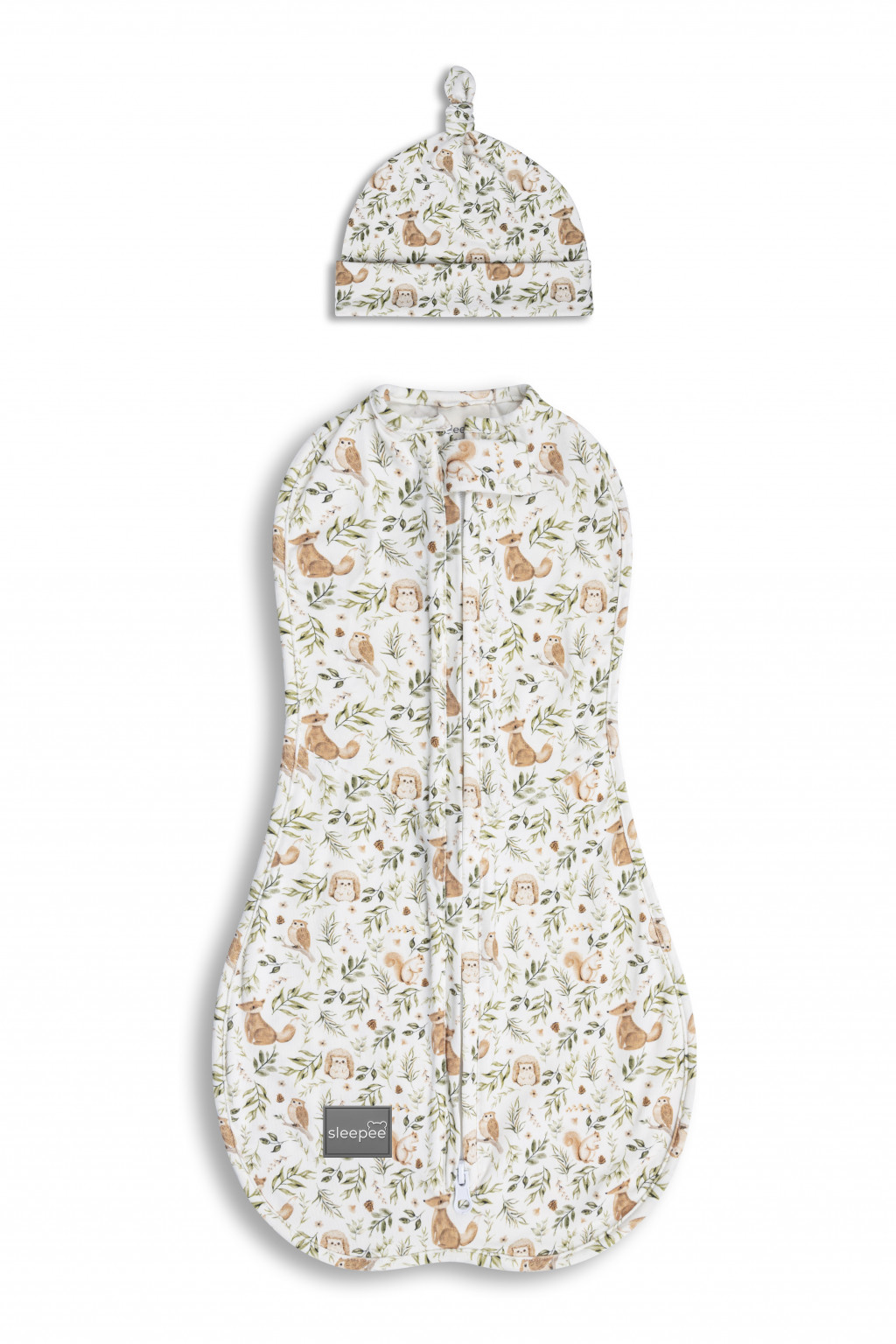 Sleepee Zavinovačka Sleepee First Step Swaddle s čepičkou zdarma Ivory Forest