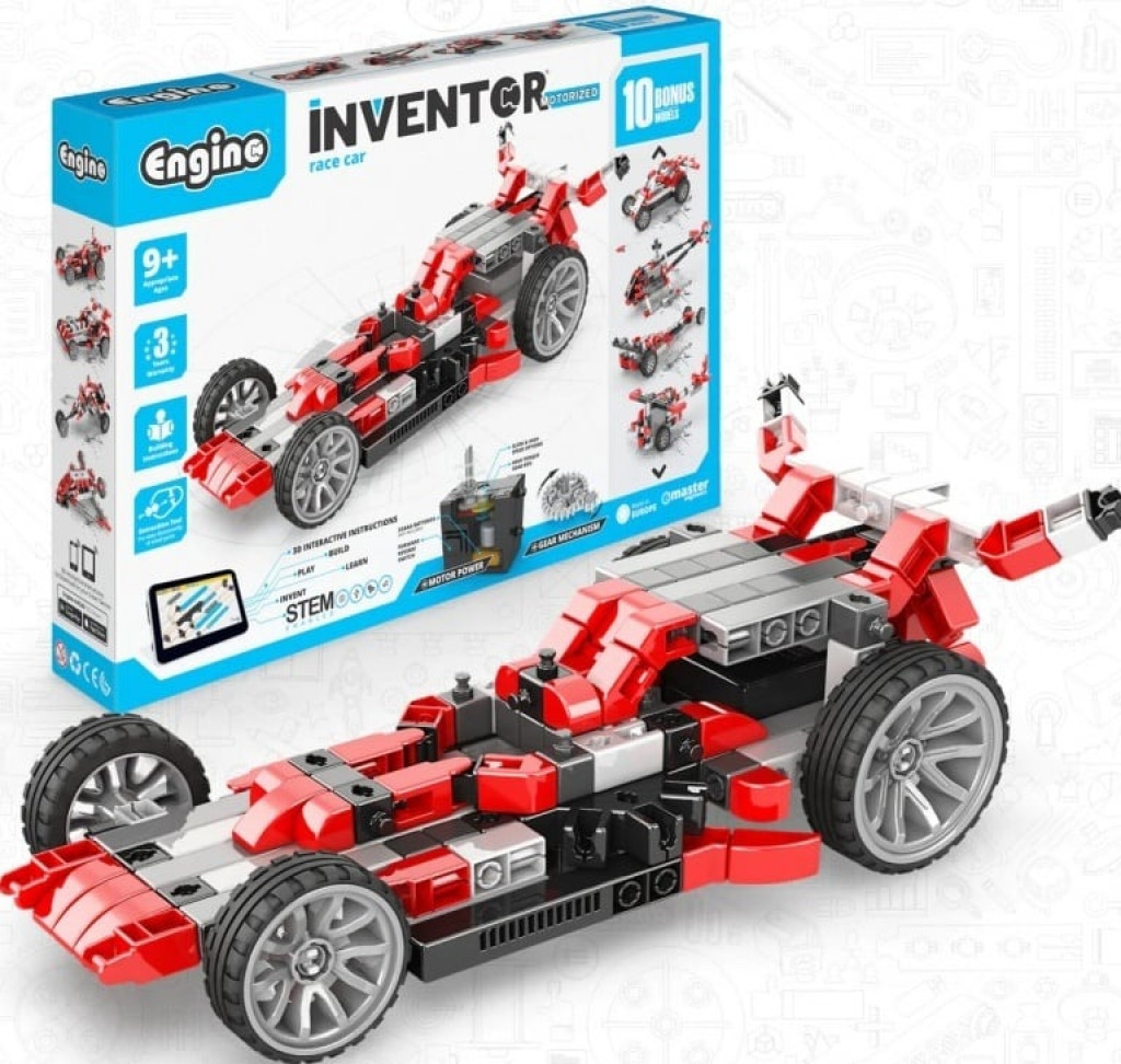 Engino Engino INVENTOR MOTORIZED pretekárske auto s 10 bonusovými modelmi