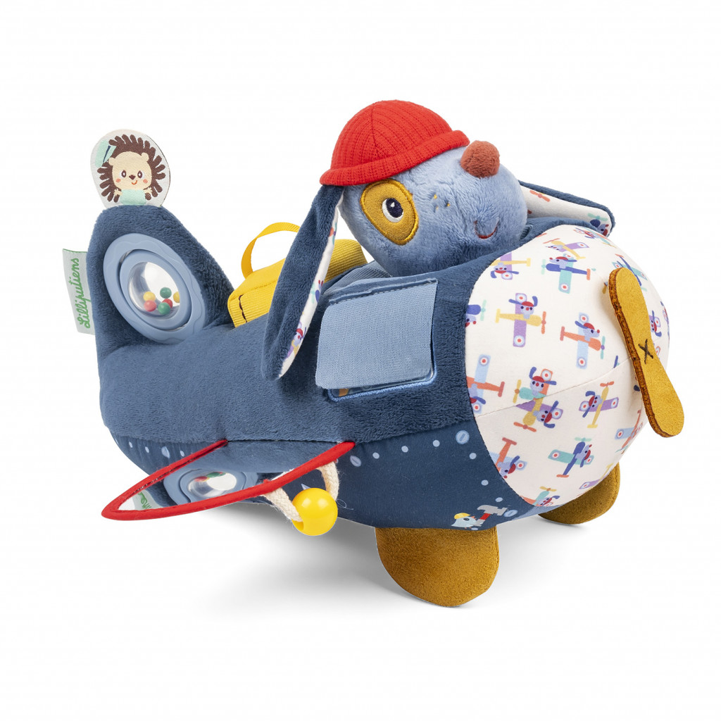 Lilliputiens Lilliputiens – mäkká hračka s aktivitami – lietadlo psík Jules