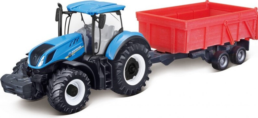 Bburago Bburago 1:50 Farm Traktor New Holland s vlečkou