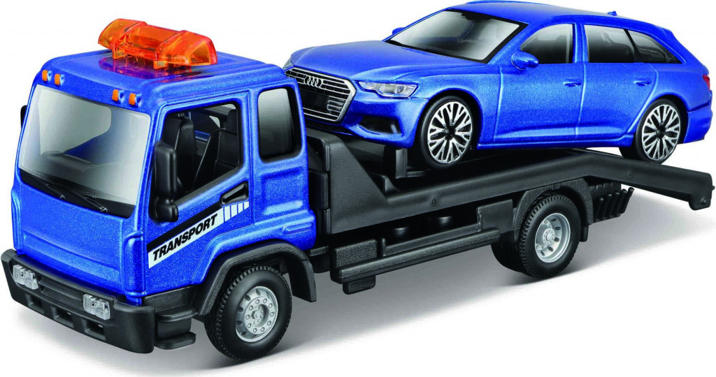Bburago Bburago 1:43 STR FIRE Flatbed Tow Truck, w/Audi A6 Avant