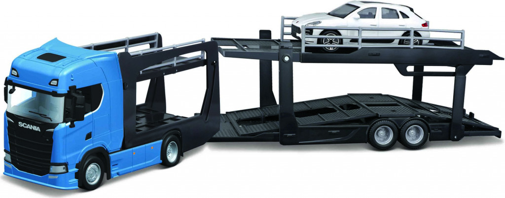 Bburago Bburago 1:43  Kamion Multicar Carrier Scania 770S Blue + Porsche Macan