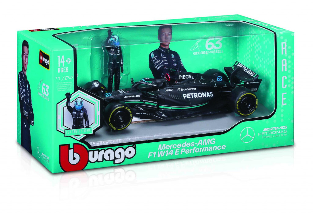 Bburago Bburago 1:24 RACE Formula F1 - Mercedes-AMG F1 W14 E (2023) #63 George Russell with driver